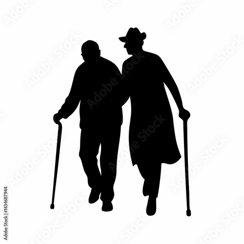 create a vector illustration of two elderly individuals sketch