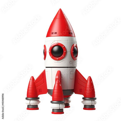 3D toy rocket isolated on white background