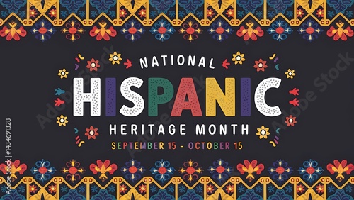 National Hispanic Heritage Month Poster Banner Flat Illustration