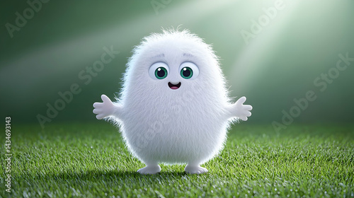 Adorable Fluffy White Creature on Green Grass