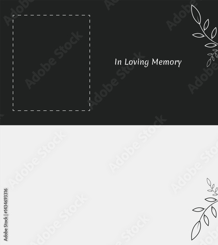vector floral background for funeral In loving memory text and photo frame