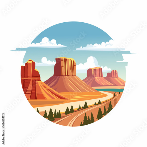 Cute Grand Canyon Landscape Illustration