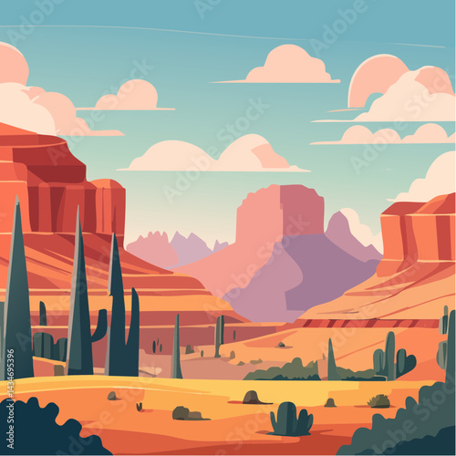 Cute Grand Canyon Landscape Illustration