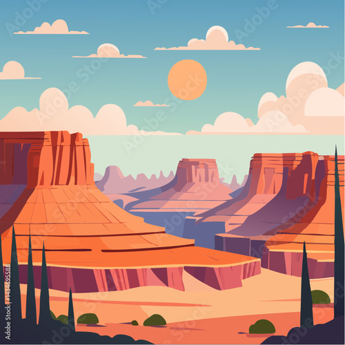 Cute Grand Canyon Landscape Illustration