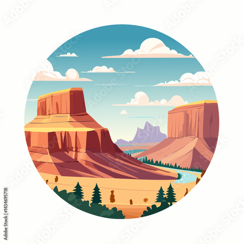 Cute Grand Canyon Landscape Illustration