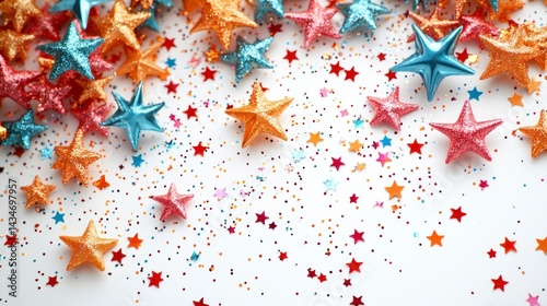 Bright and Colorful Stars with Glitter for Celebratory Photography and Achievements