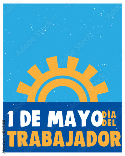 1 de Mayo Día del trabajador en Argentina posteo redes sociales vertical, editable vectorial sol