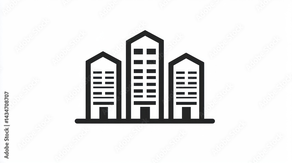 Obraz premium Simple line art illustration of three buildings.