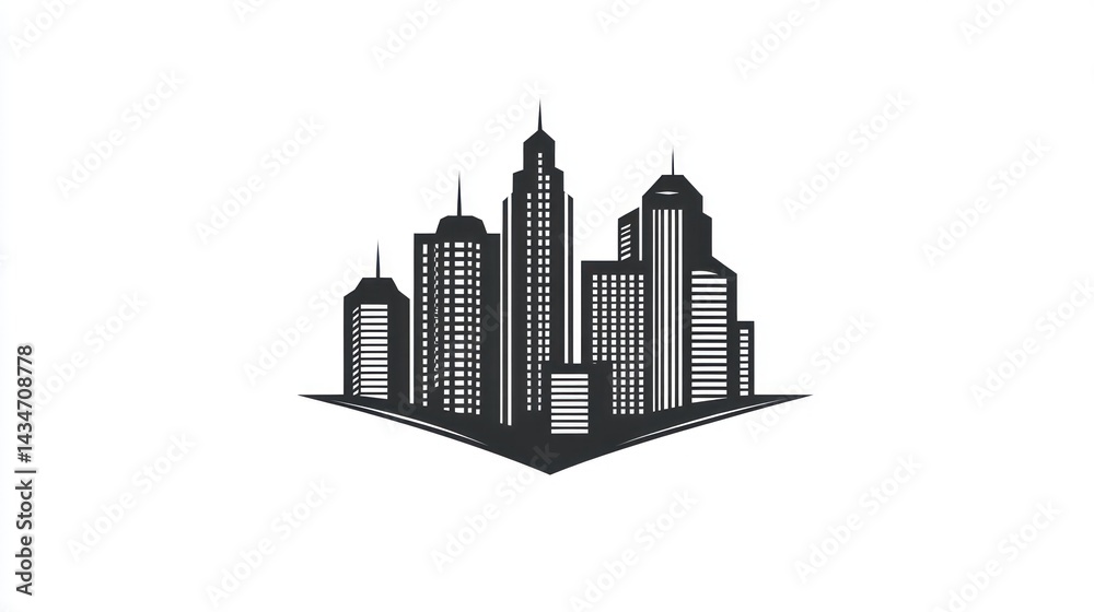 Fototapeta premium Cityscape skyline illustration, urban development, background white, design element
