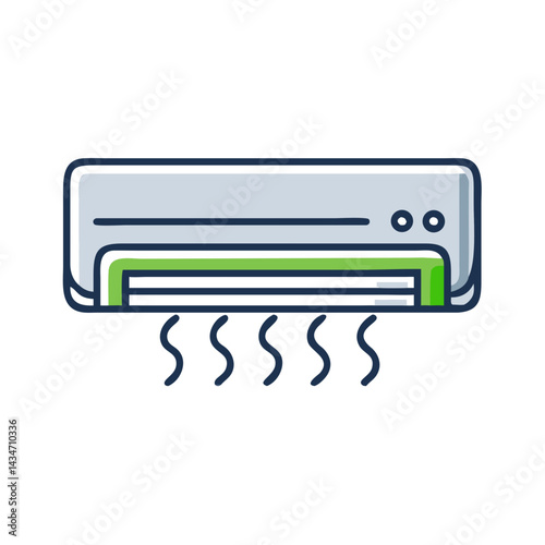 Flat icon of wall-mounted air conditioner cooling air  