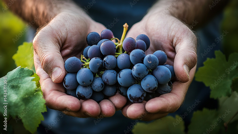Hands Holding Bunch of Purple Grapes Hands Holding Bunch of Purple Grapes