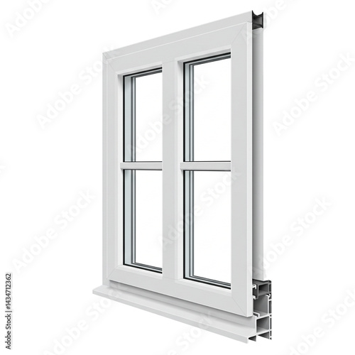 White PVC window vector isolated on white background 