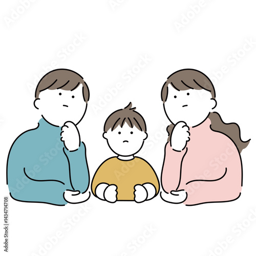 両親と男の子で「ふむふむ」