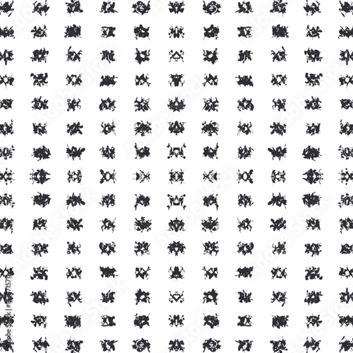 Small, symmetrical, rough, jagged spots in the form of a texture or collection of symbols.
