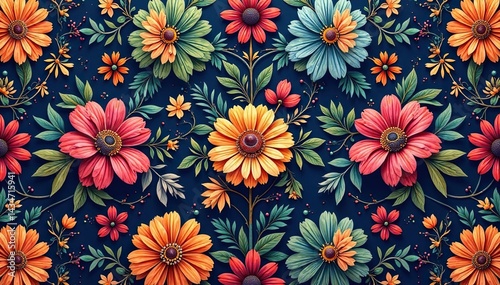 Wallpaper Mural Intricate floral pattern, repeating seamlessly , decoration, background, seamless floral pattern Torontodigital.ca