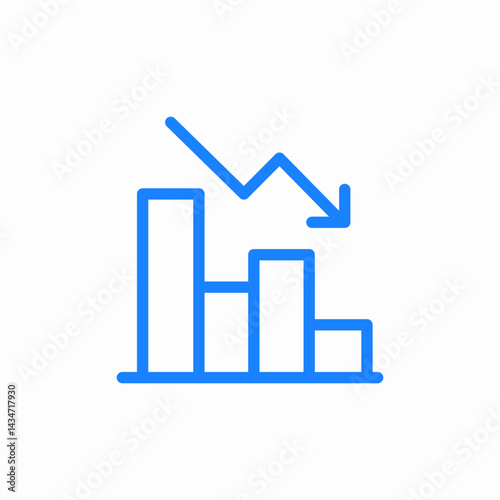 declining bar chart icon sign vector