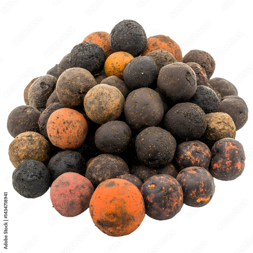 A vibrant pile of textured, colorful spheres arranged artistically, showcasing earthy tones, ideal for backgrounds or abstract art A vibrant pile of textured, colorful spheres arranged artistically, showcasing earthy tones, ideal for backgrounds or abstract art