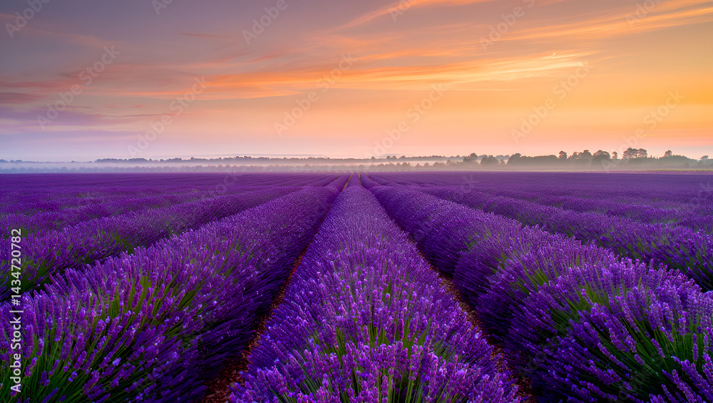 Obraz premium lavender field at sunset