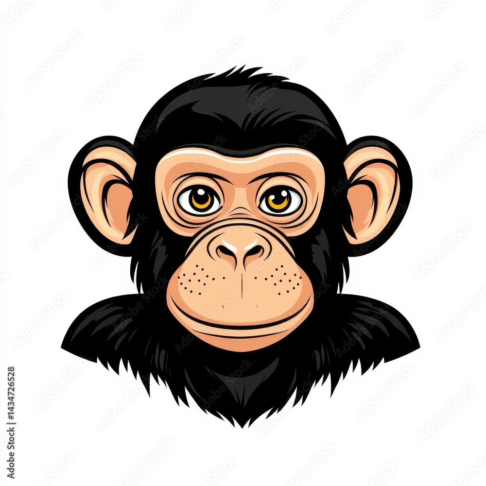 Obraz premium Detailed illustration of a chimpanzee's face with expressive eyes and prominent ears