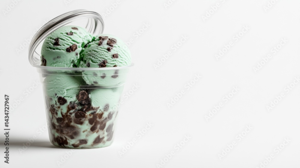 Fototapeta premium Mint chocolate chip ice cream cup