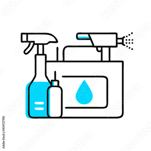 Cleaning Supplies Maintenance Kit with Tools and Bottles  