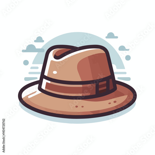 hat, fedora, fashion, design, isolated, object, accessory, retro, vintage, cap, wear, classic, white, head, style, clothing, old, illustration, vector, felt, icon, graphic, brim, element, costume, bla