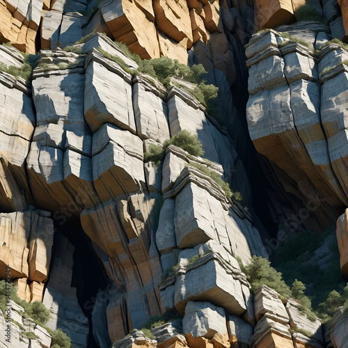 Crumbling cliffside with high-resolution textures, eroded rock face. Crumbling Cliffside. Illustration