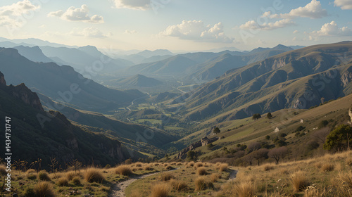 View of the hills and valley beneath