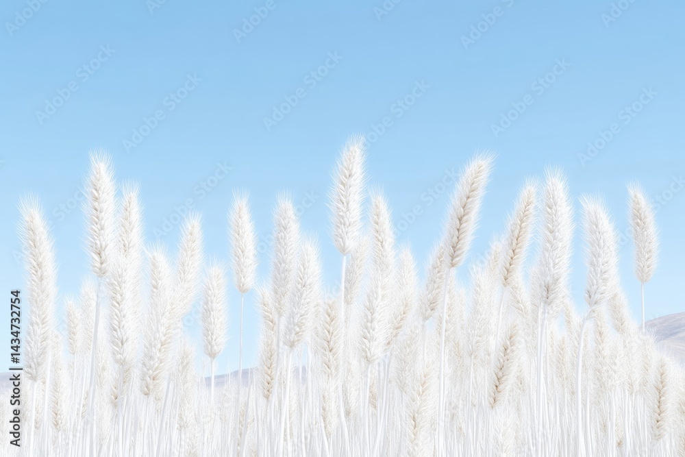 Obraz premium Frosted grass stalks against a clear blue sky.