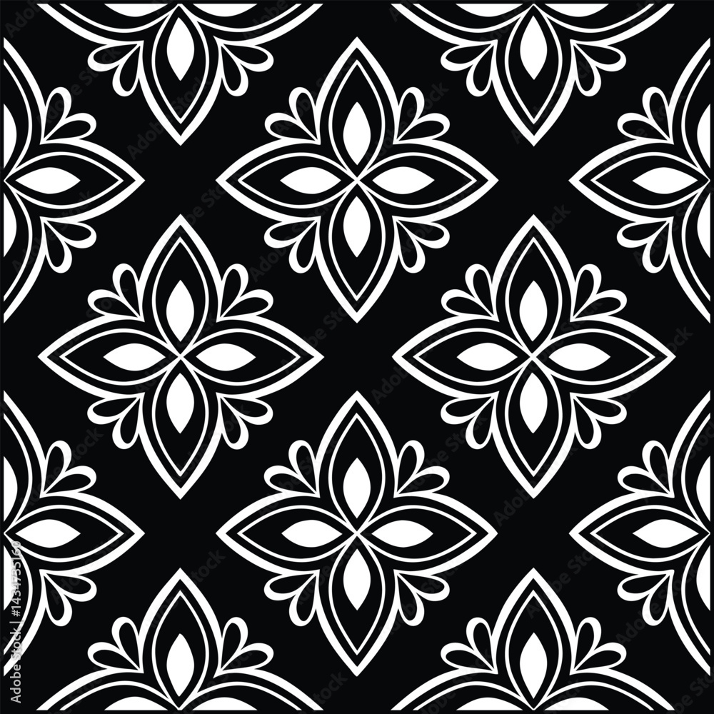 Fototapeta premium Seamless Luxury Damask Floral Ornament Pattern Vector Design.