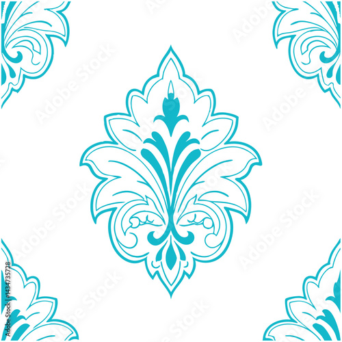 Seamless Luxury Damask Floral Ornament Pattern Vector Design.