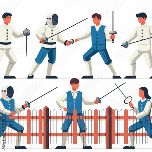 fencing, background, athlete, competition, sport, sword, isolated, active, attack, training, combat, duel, dynamic, mask, fencer, activity, fight, healthy, thrust, athletic, white, motion, equipment, 
