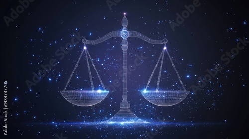 Ethereal representation of justice, balance, and legal principles in digital art