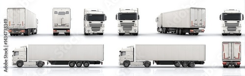 Large Trucks and Trailers Studio Shot From Multiple Angles