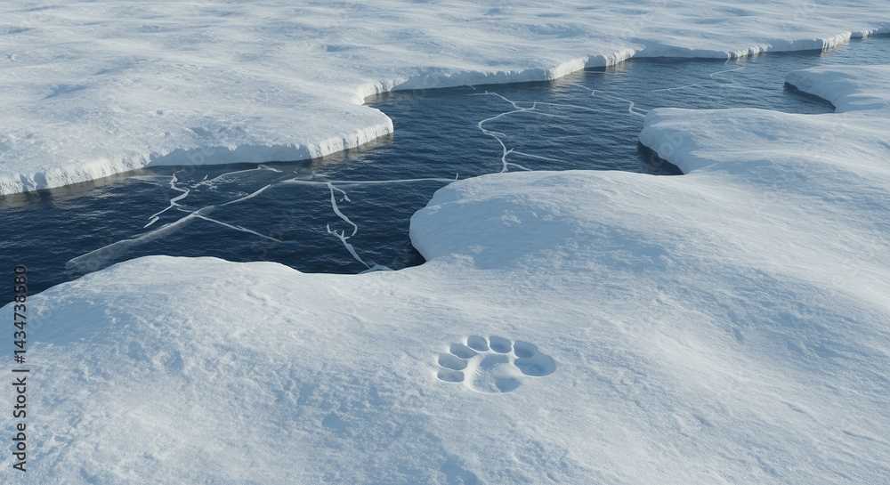 Obraz premium Paw Print in Pristine Snow Landscape