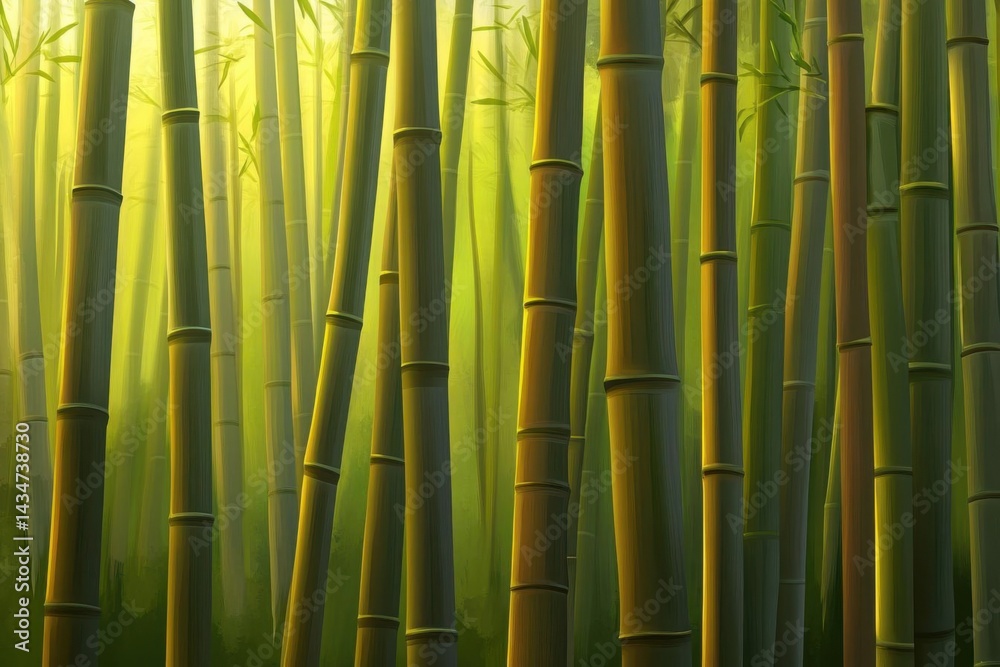 Fototapeta premium Golden Bamboo Forest Sunrise.
