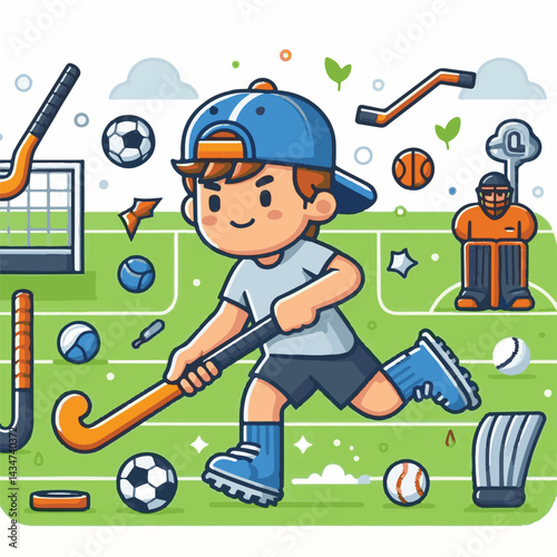 sport, field, ball, stick, competition, game, action, match, hockey, grass, team, player, play, field hockey, professional, active, athlete, isolated, summer, adult, stadium, silhouette, training, run