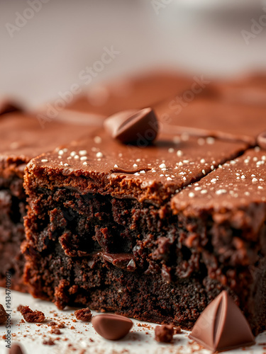 indulge in delight of a decadence of chocolate brownie with thick crusted chocolate layered, carefully crafted with dark rich chocolate
