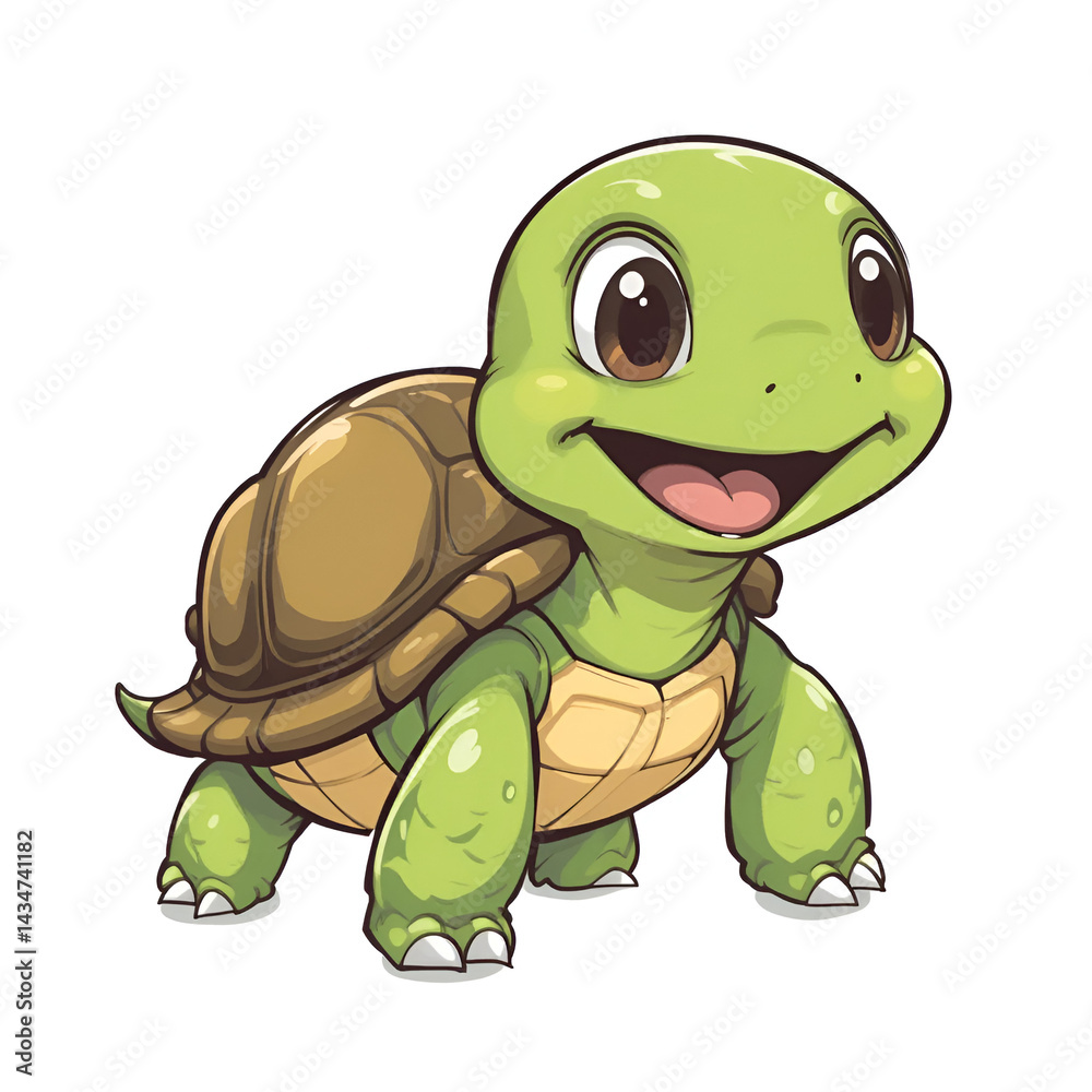 Fototapeta premium Cheerful Cartoon Turtle Illustration With a Happy Expression