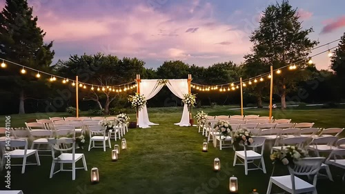 Romantic Outdoor Wedding Ceremony at Sunset