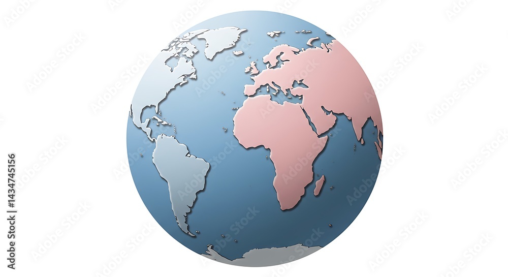 Fototapeta premium Globe Showing Continents Isolated on White for Design