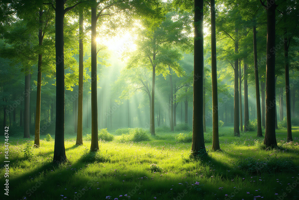 Obraz premium forest filled with lots of green plants and trees 2