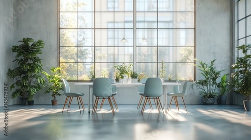 Sunlit Loft Dining Room, Plants, City View