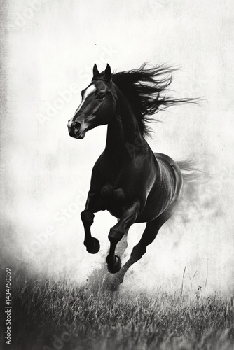 Black horse running equine animal photography monochrome wild stallion mammal power speed grace