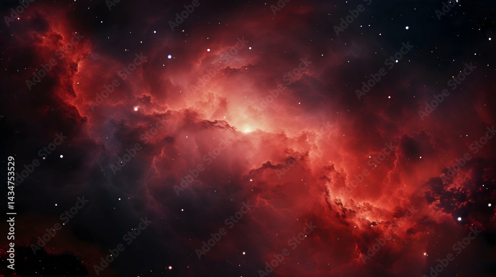 Naklejka premium Red Flowing Light Waves – Futuristic Energy Background