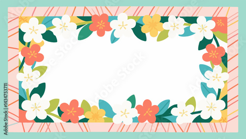 jasmine Pattern, flower vector pattern surrounds a border.