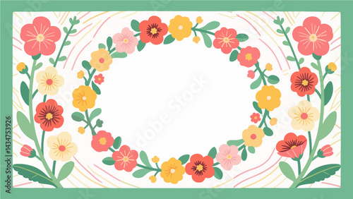 bougainvillea Pattern, flower vector pattern surrounds a border.