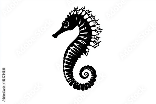 Seahorse vector illustration black and white sea life ocean aquatic animal hippocampus drawing art