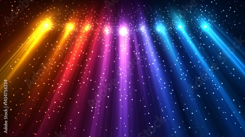 Vibrant Light Beams and Sparkling Stardust: A Digital Art Masterpiece