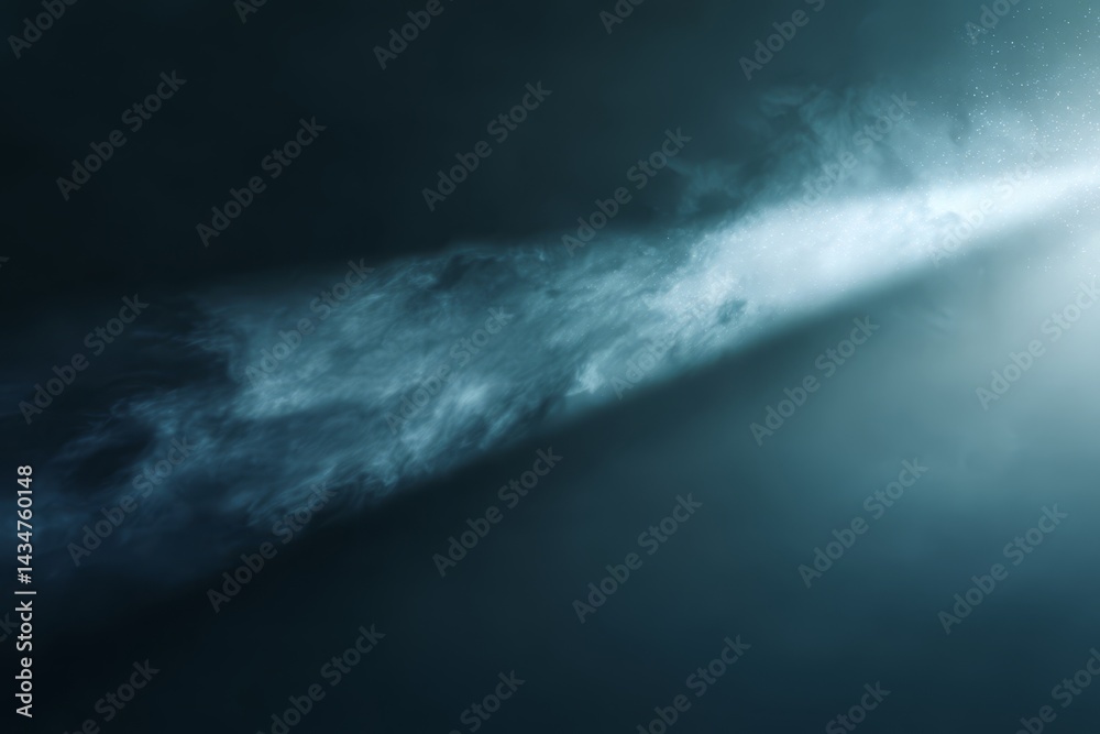 Fototapeta premium Abstract Dark Blue Background With Glowing Light Beam And Smoke Effect